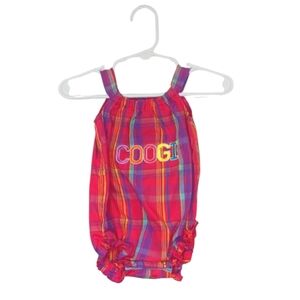 COOGI 3-6 M PINK‎ PLAID TANK TOP ONSIE WITH RUFFLES